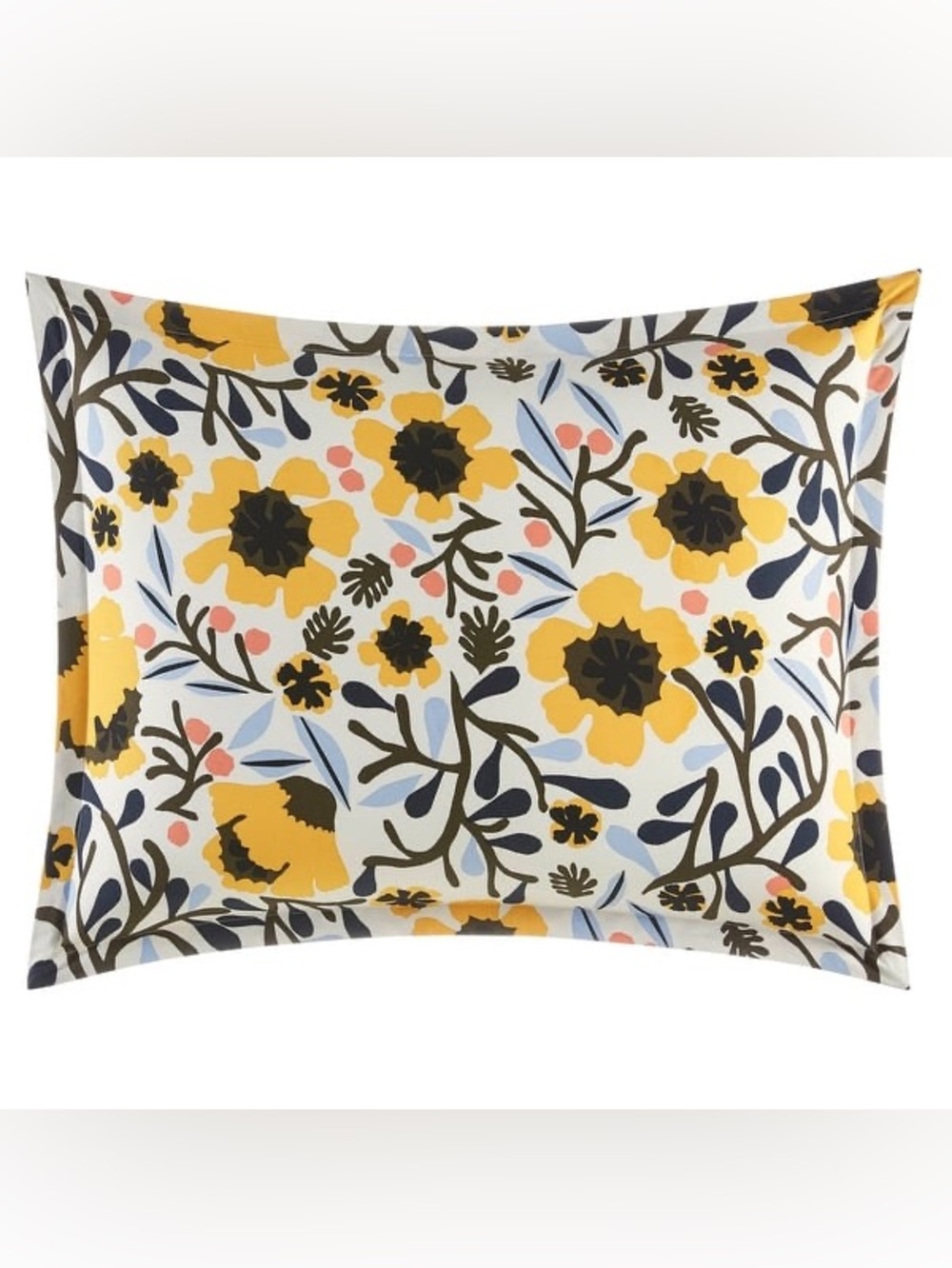 Marimekko Mykero King Sham Pillowcase Cover Watercolor Sunflowers 21"L x 37"W